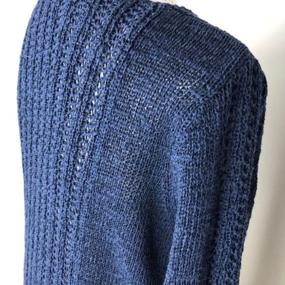 Rachel Zoe Karla Openwork Woven Knit Sweater Navy Size L - Picture 4 of 8